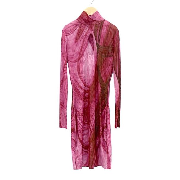 Farai London X REVOLVE Dresses & Skirts - Farai London X REVOLVE Bodycon Sheer Mesh Keyhole Nayla Dress in Fuchsia XS